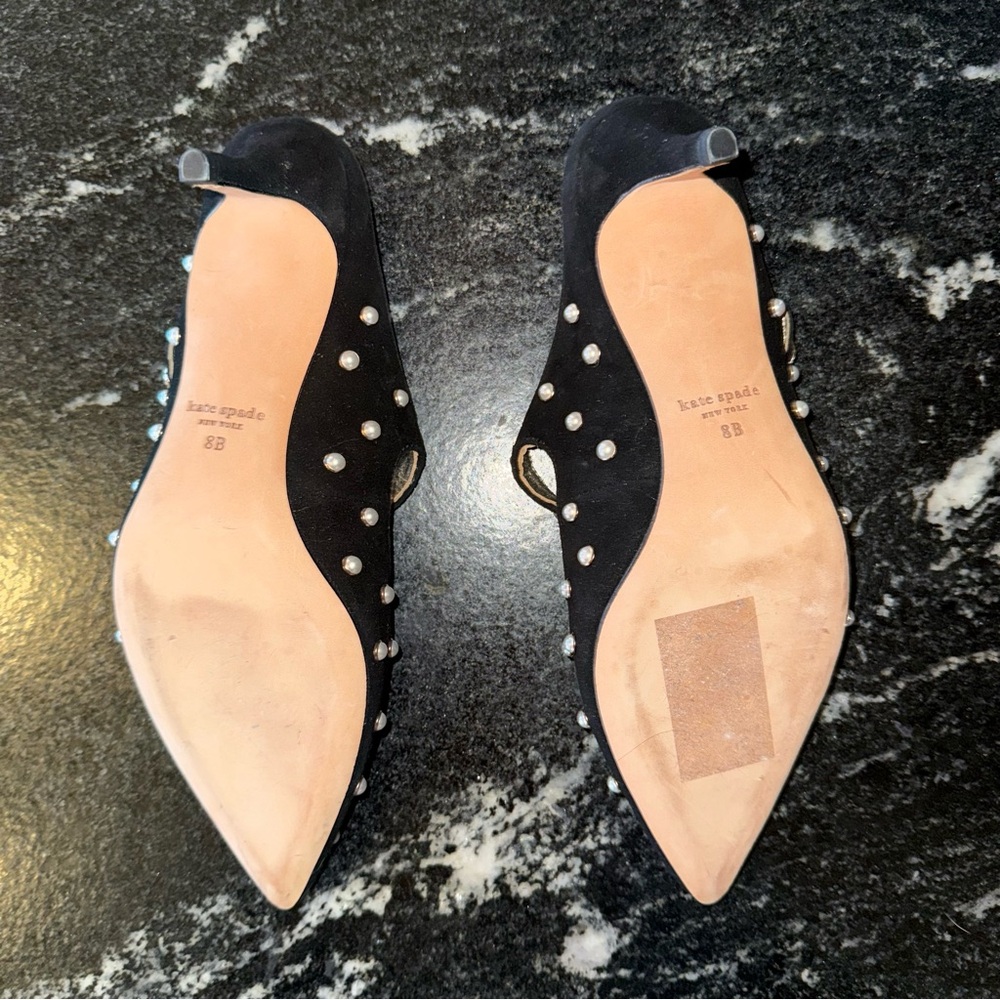 Kate Spade Marisol Faux Pearl Suede Mules Size 8 - Picture 5 of 9
